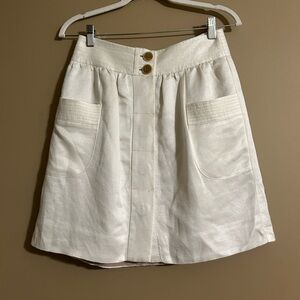 J. Crew White Cream A-Line Skirt with Button Detail